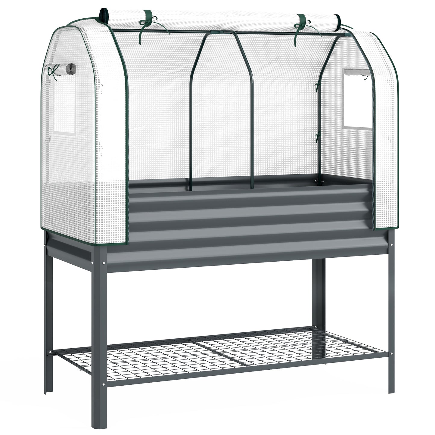 Galvanised Raised Planter with Greenhouse Cover