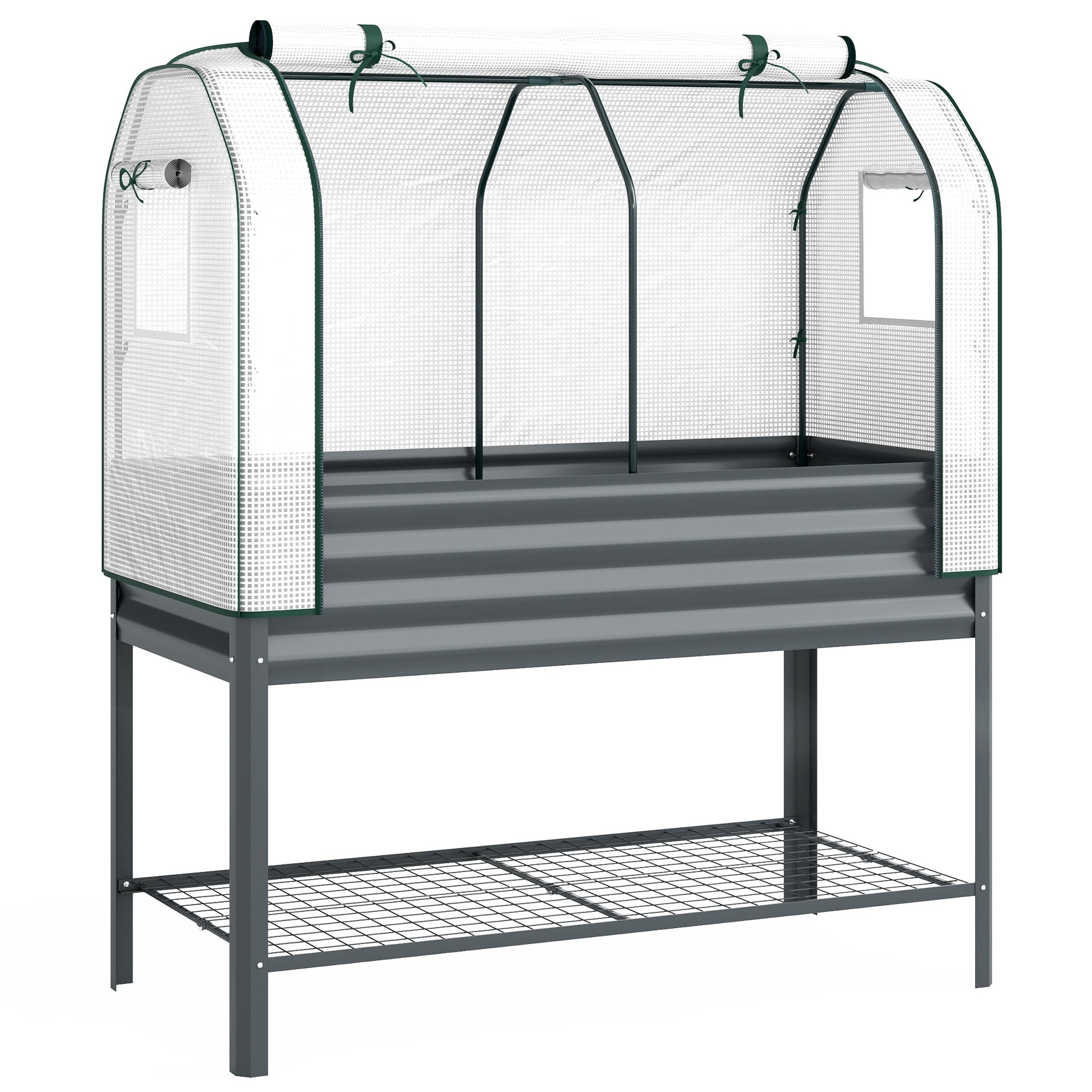 Galvanised Raised Planter with Greenhouse Cover