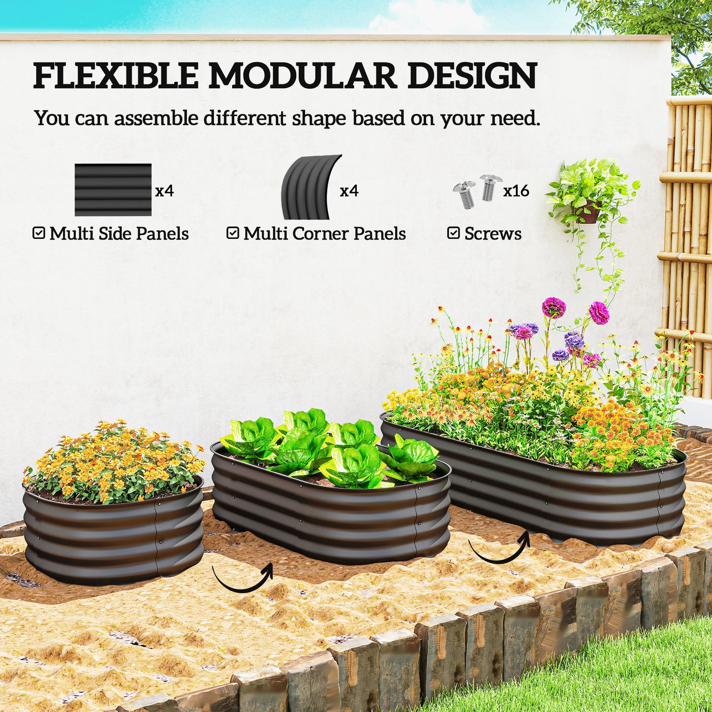 Galvanised Raised Garden Bed, Metal Planter Box with Safety Edging (1)