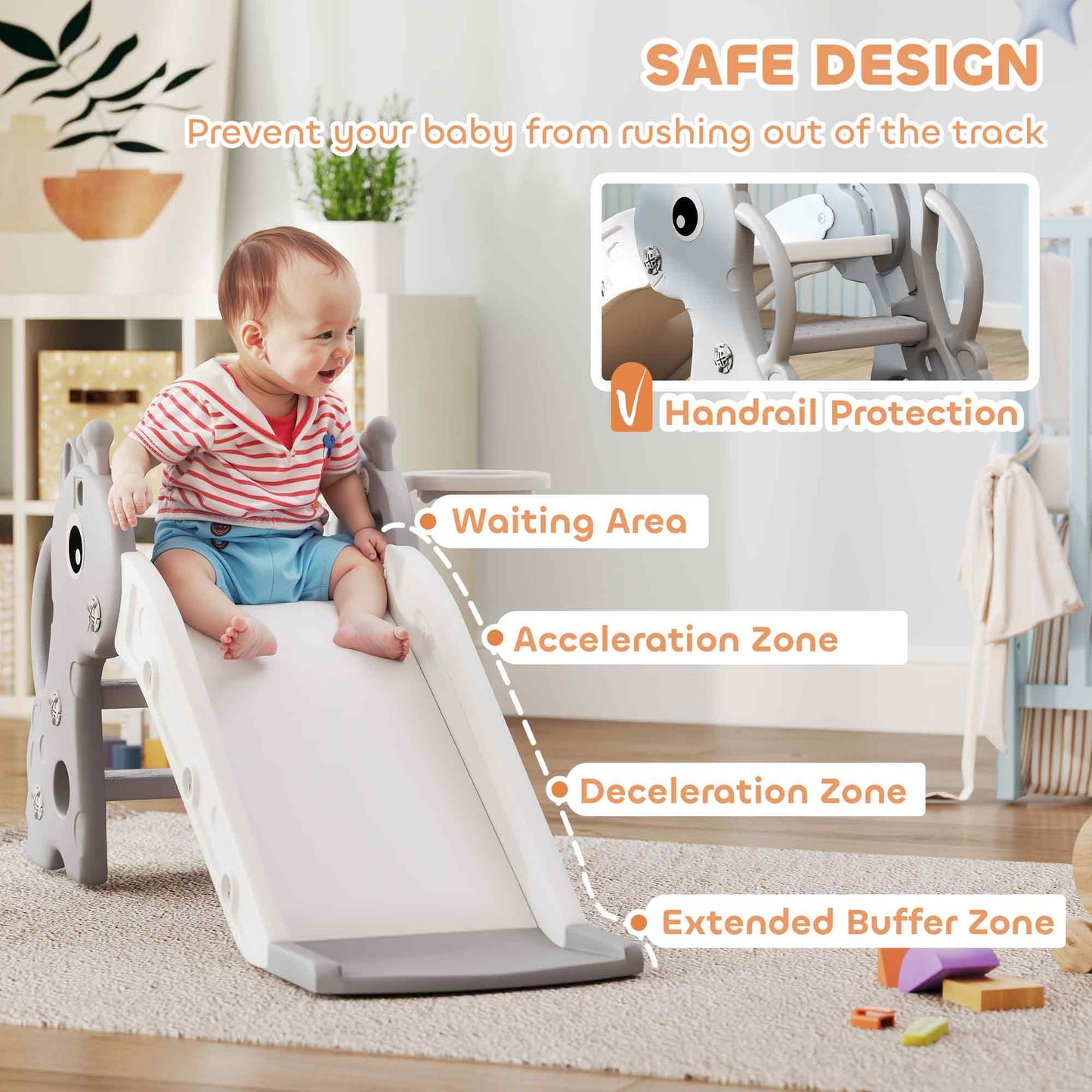 3 in 1 Kids Slide with Climber, Basketball Hoop and Ball
