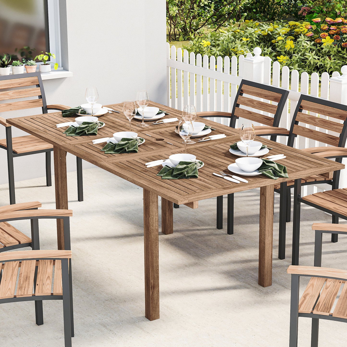 Extending Garden Table, Outdoor Dining Table for 6-8