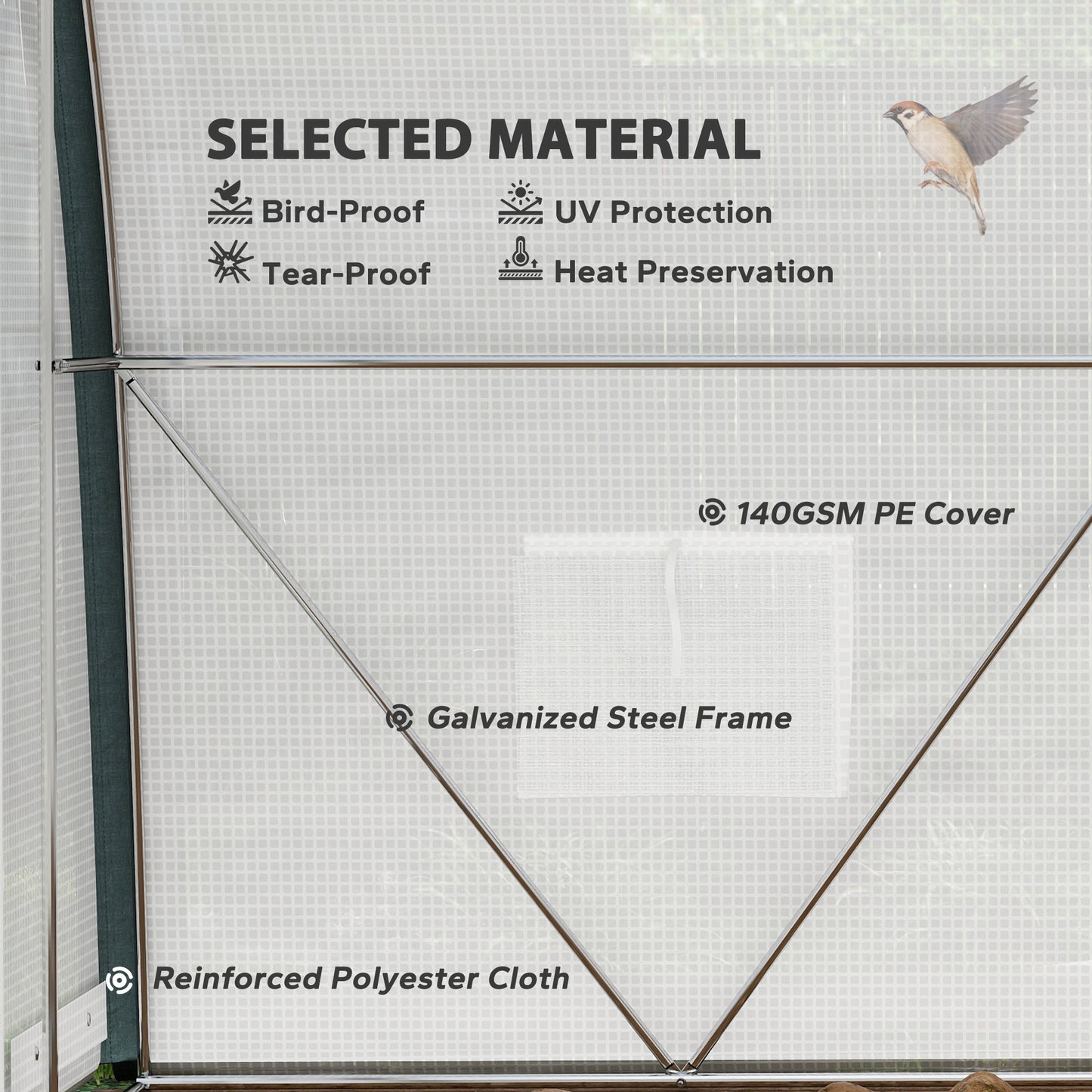 3 x 2(m) Walk-In Tunnel Greenhouse, with Accessories