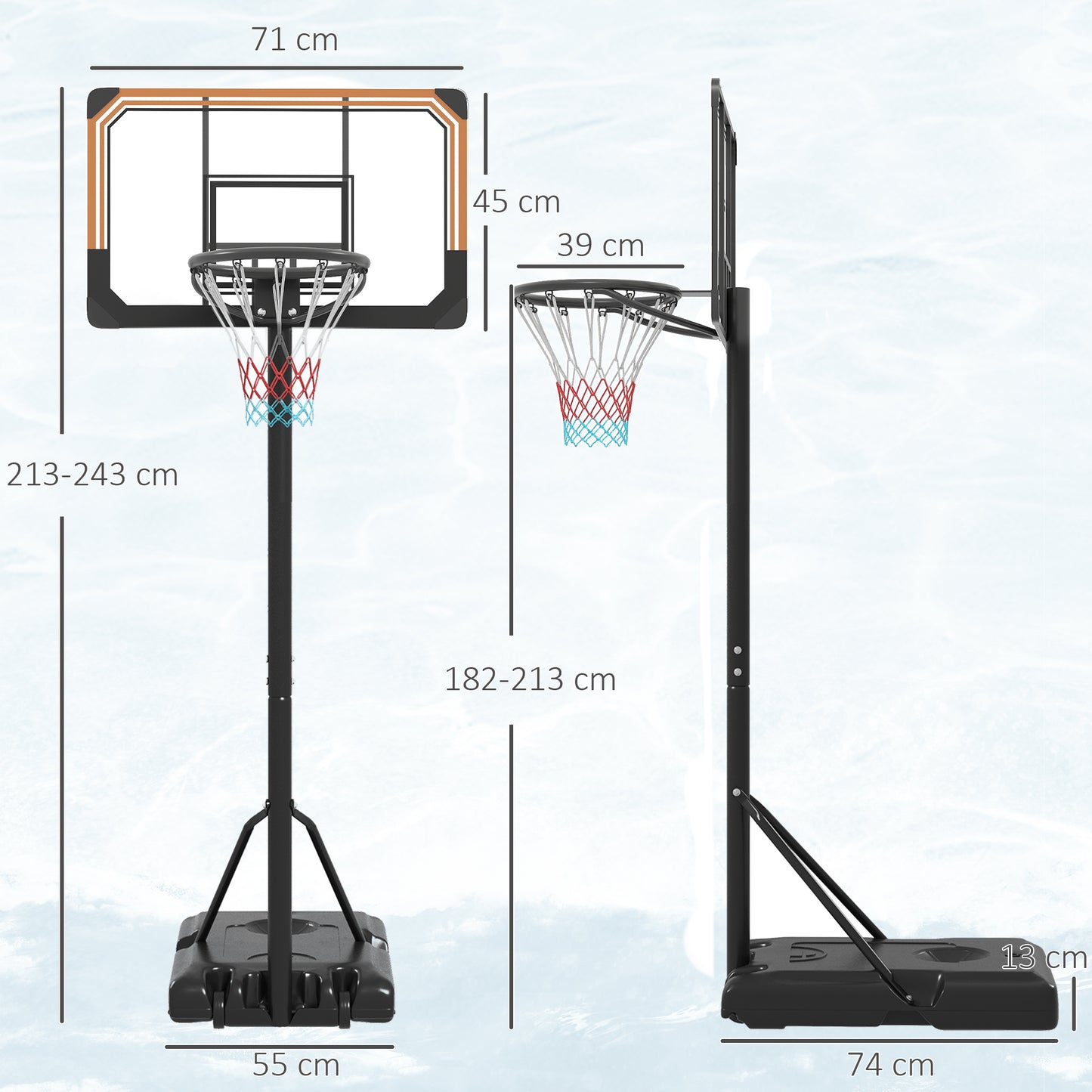 Height Adjustable Basketball Stand Net Set System (1)