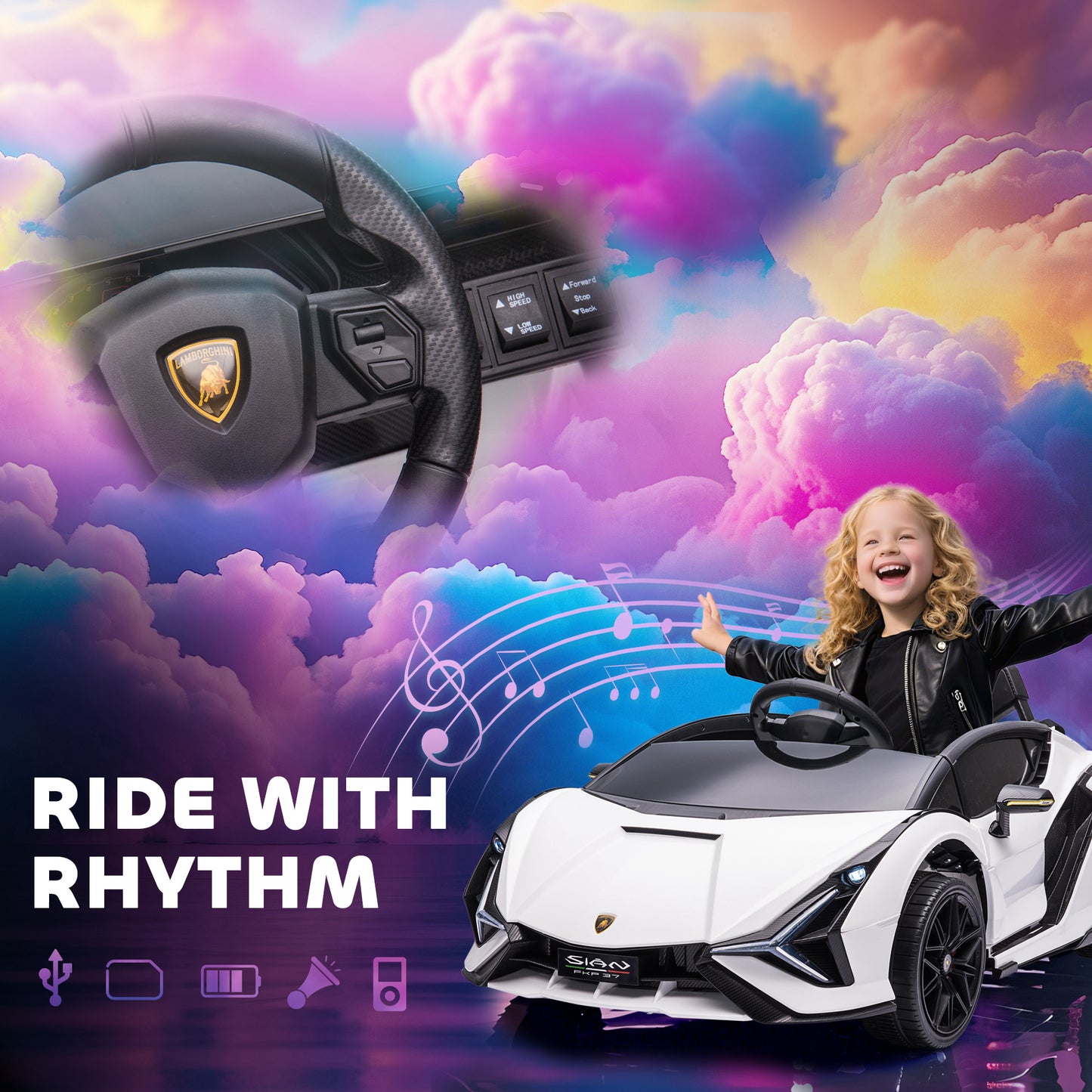 Lamborghini Sian Licensed 12V Electric Car for Kids 2 Motors Toy Car