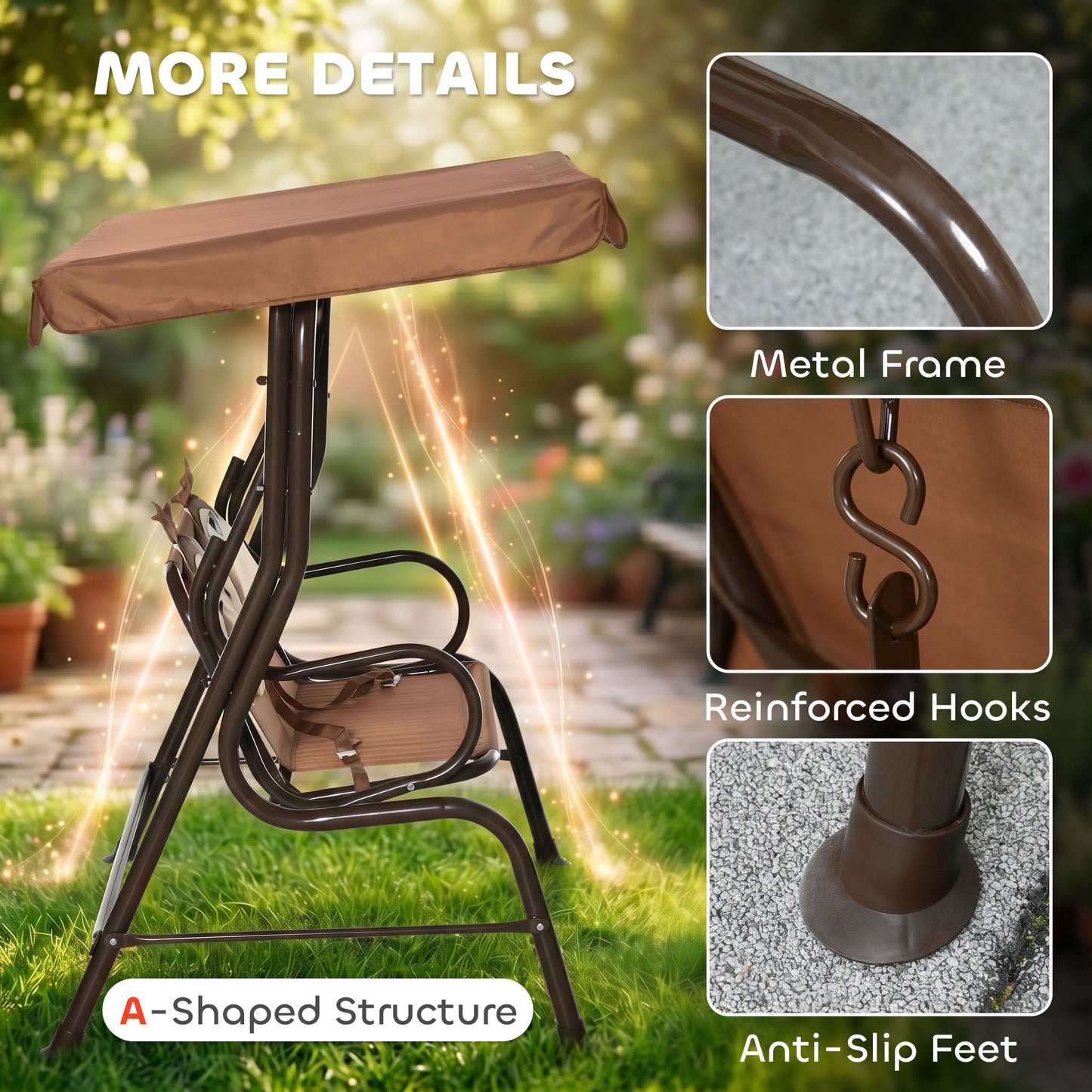 2 Seater Kids Garden Swing Seat