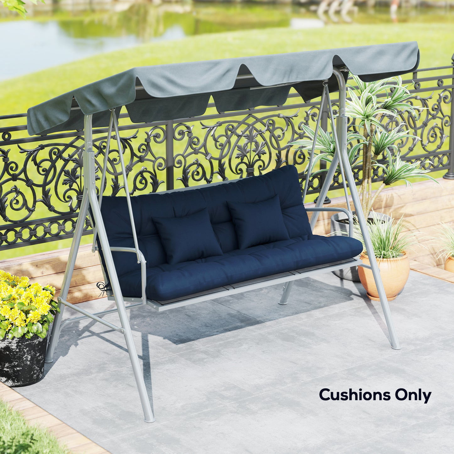 Outdoor Seat Cushions Back Cushion with 2 Pillows