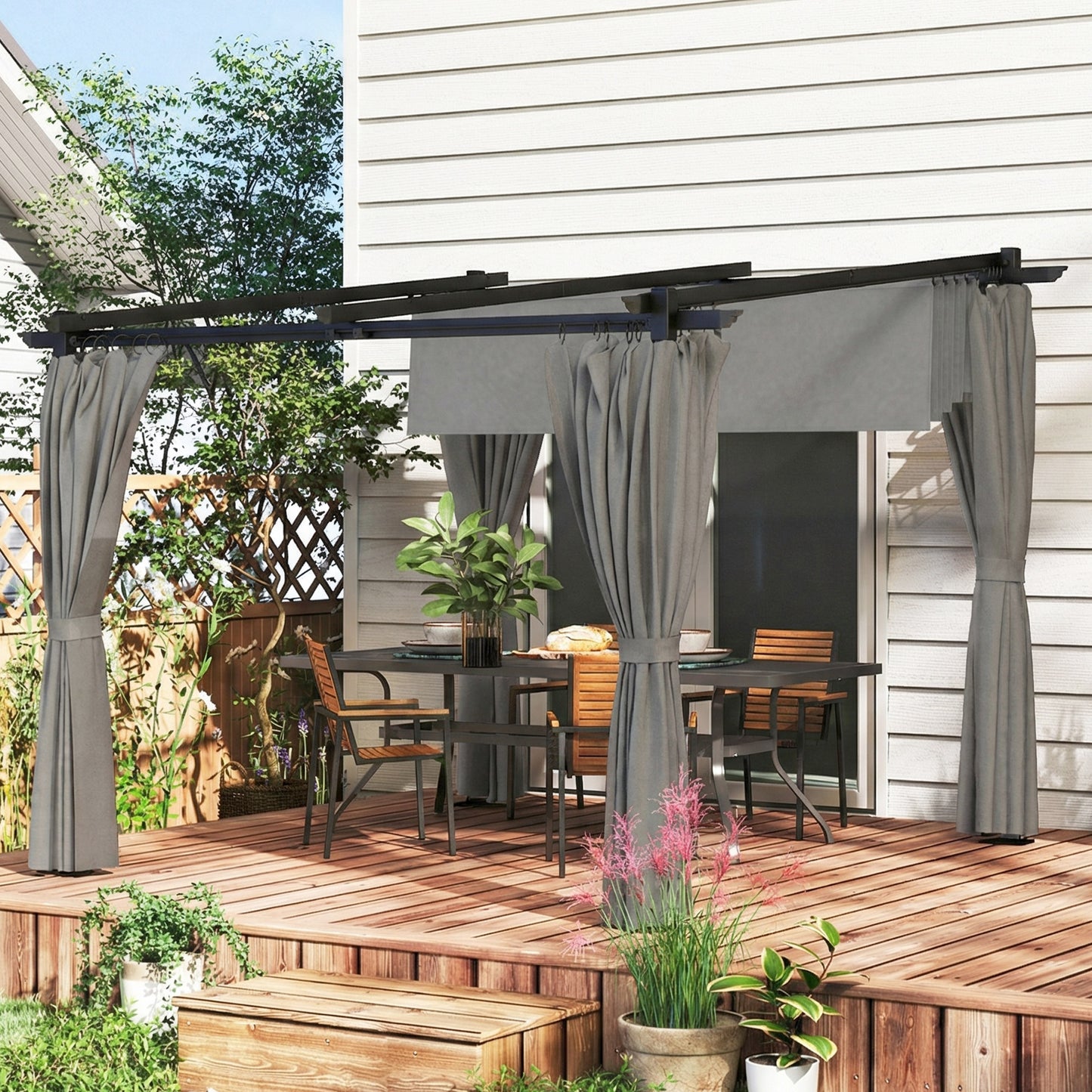 3 x 3 m Retractable Roof Pergola, with Curtains