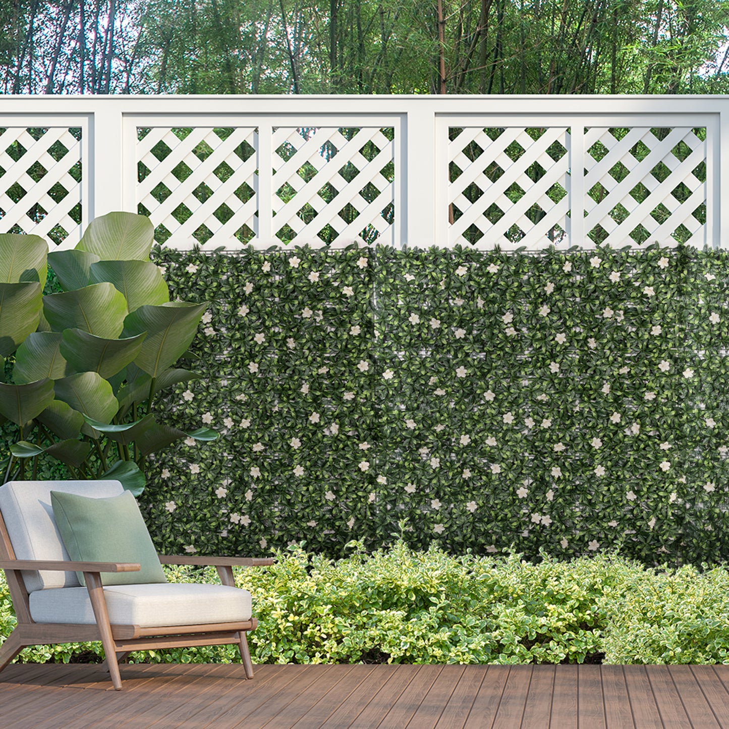 12PCS Artificial Boxwood Wall Panels 50cm x 50cm Rhododendron