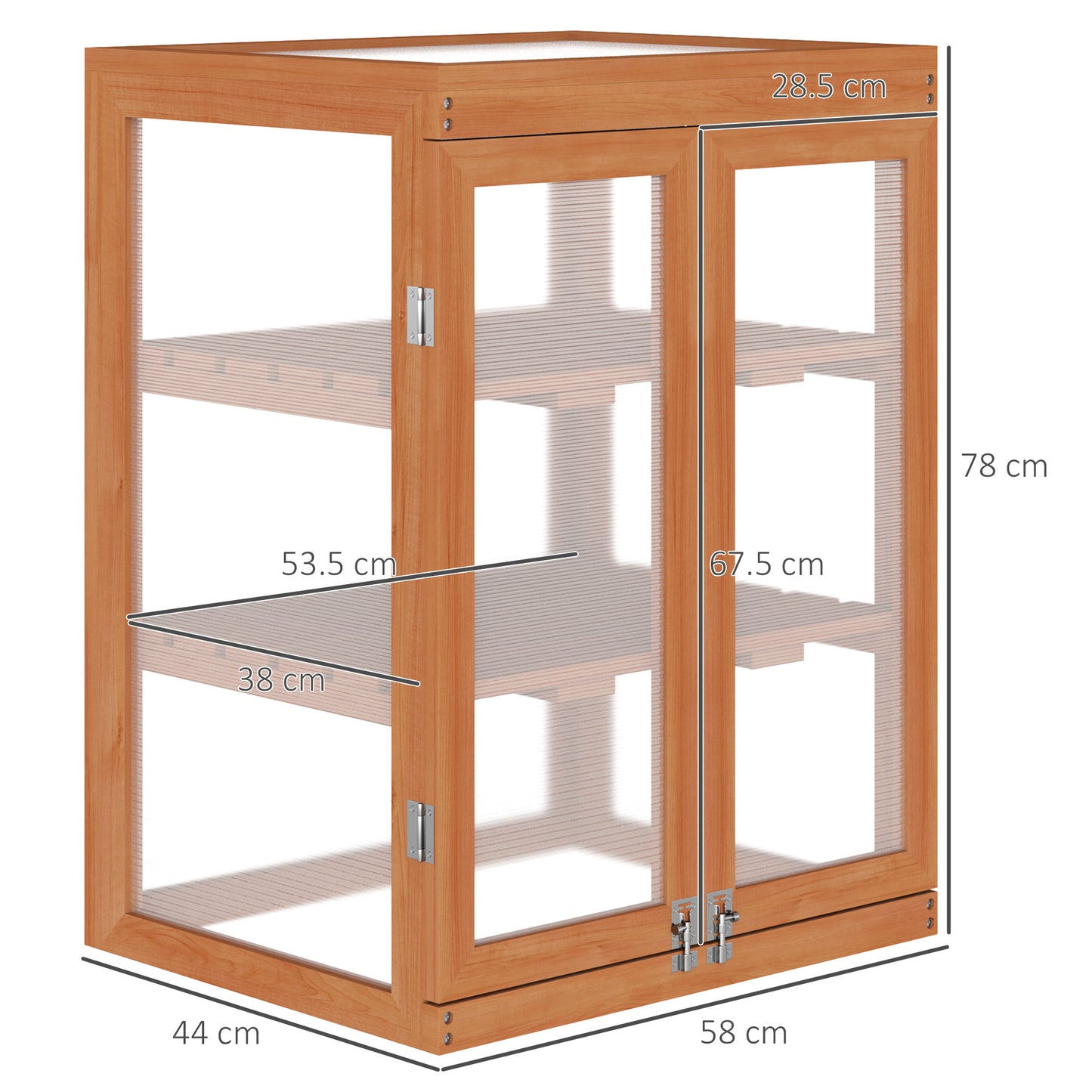 3-tier Wood Greenhouse Garden Polycarbonate Cold Frame Balcony Grow