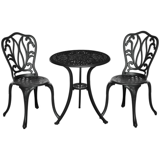 3 Piece Garden Bistro Set, Cast Aluminium Outdoor Furniture Set