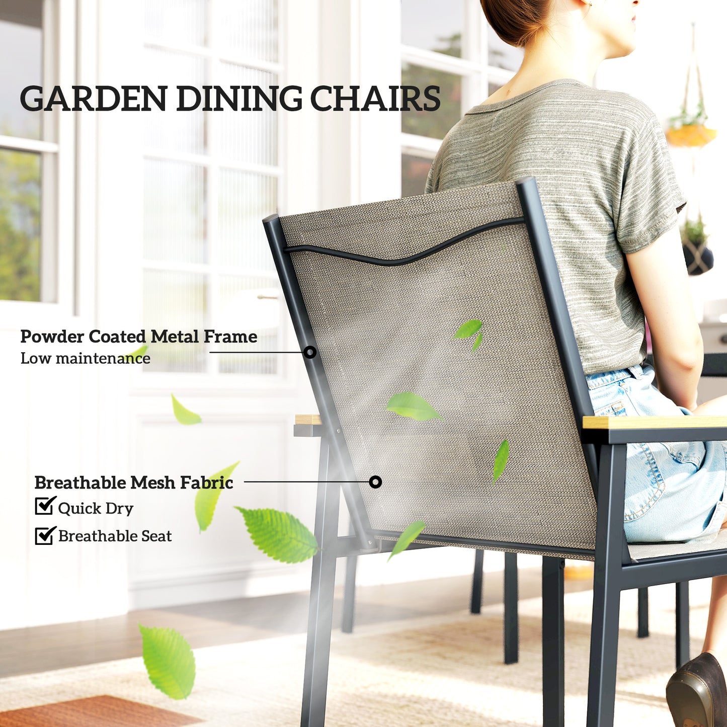 Five-Piece Metal Dining Set, with Glass-Top Table