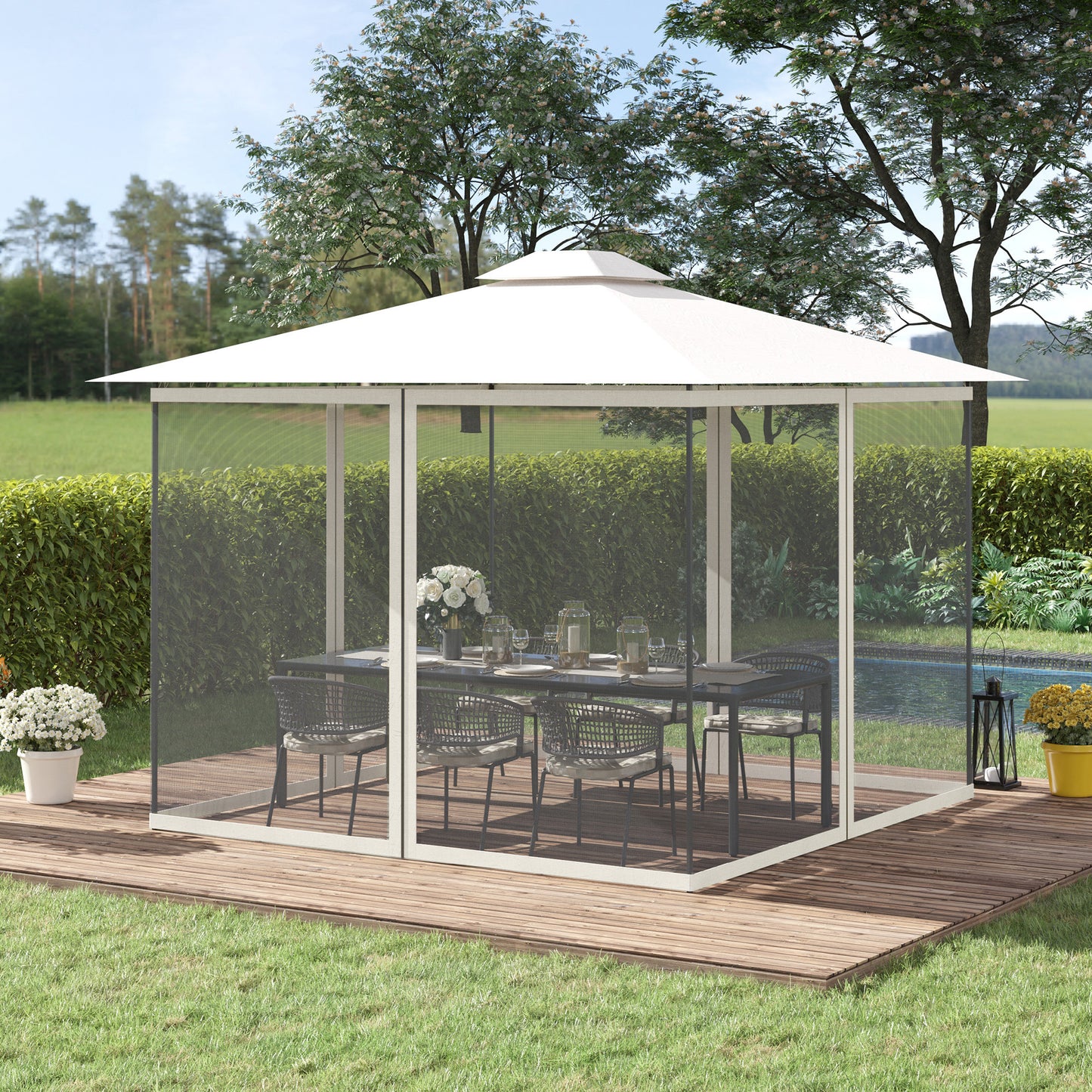 302 x 207cm Universal Replacement Mesh Sidewall Netting for Gazebos