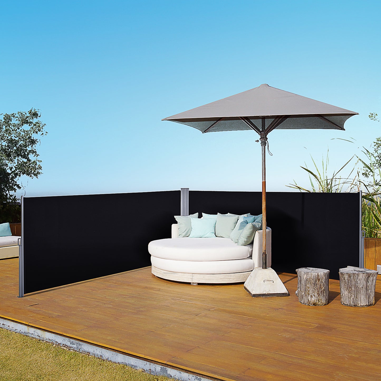 600 x 180 cm (HxL) Retractable Awning Double Canopy Side Privacy