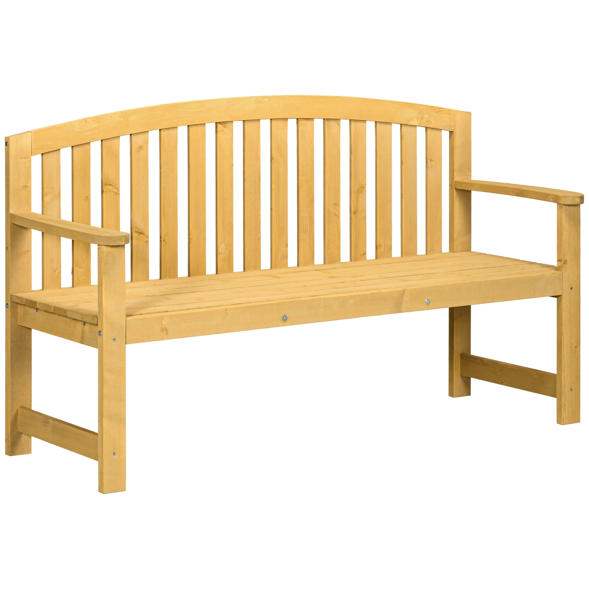 2 Seater Wooden Garden Bench with Armrest