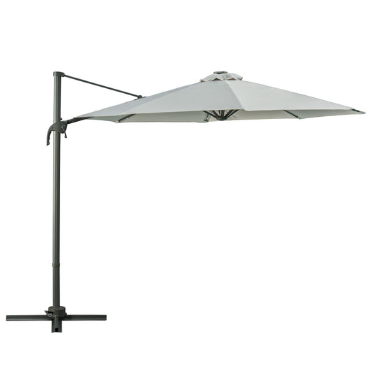 3(m) LED Cantilever Parasol Garden Sun Umbrella w/ Cross Base