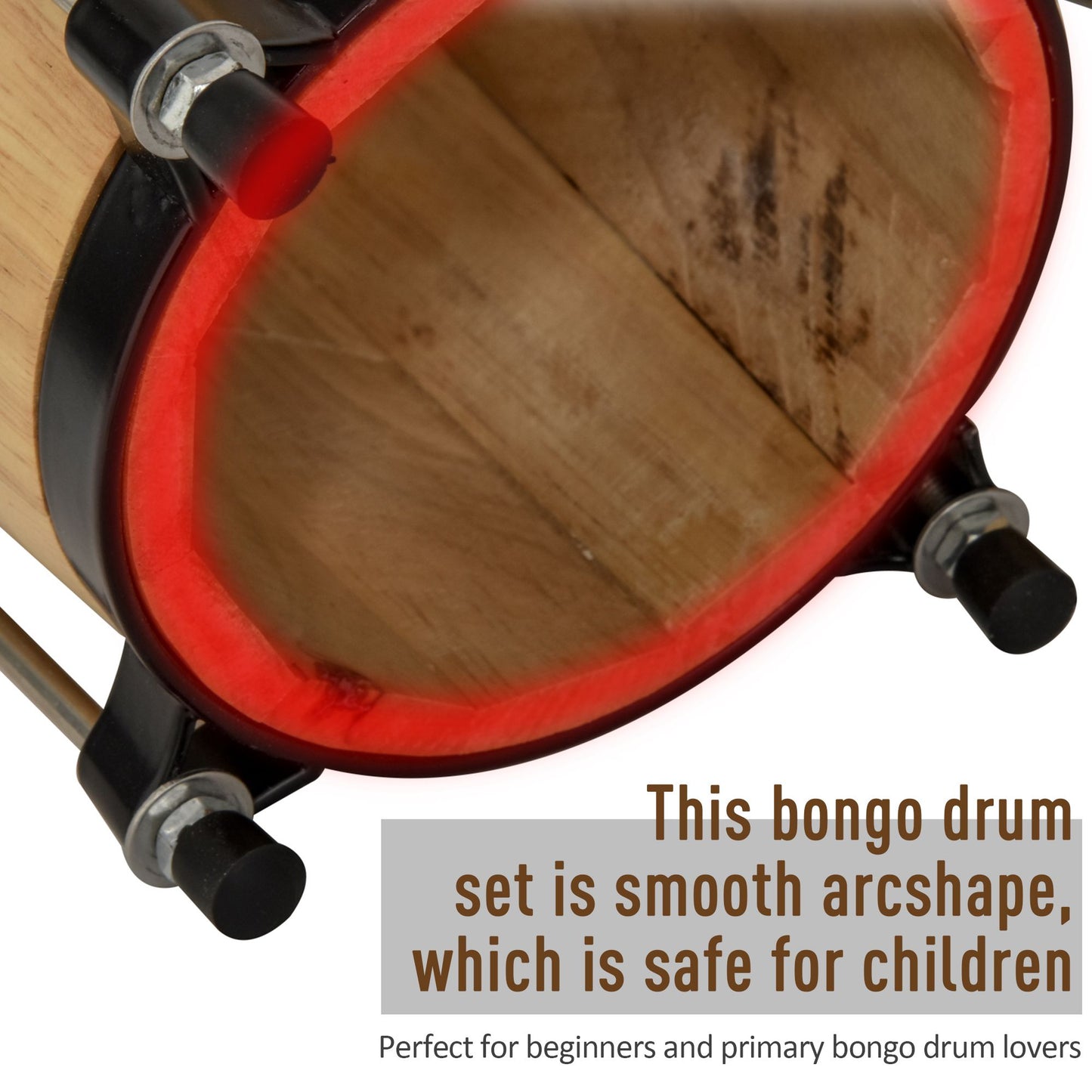Wooden Bongo Drum Set Φ7.75" & Φ7" w/ Drum Head