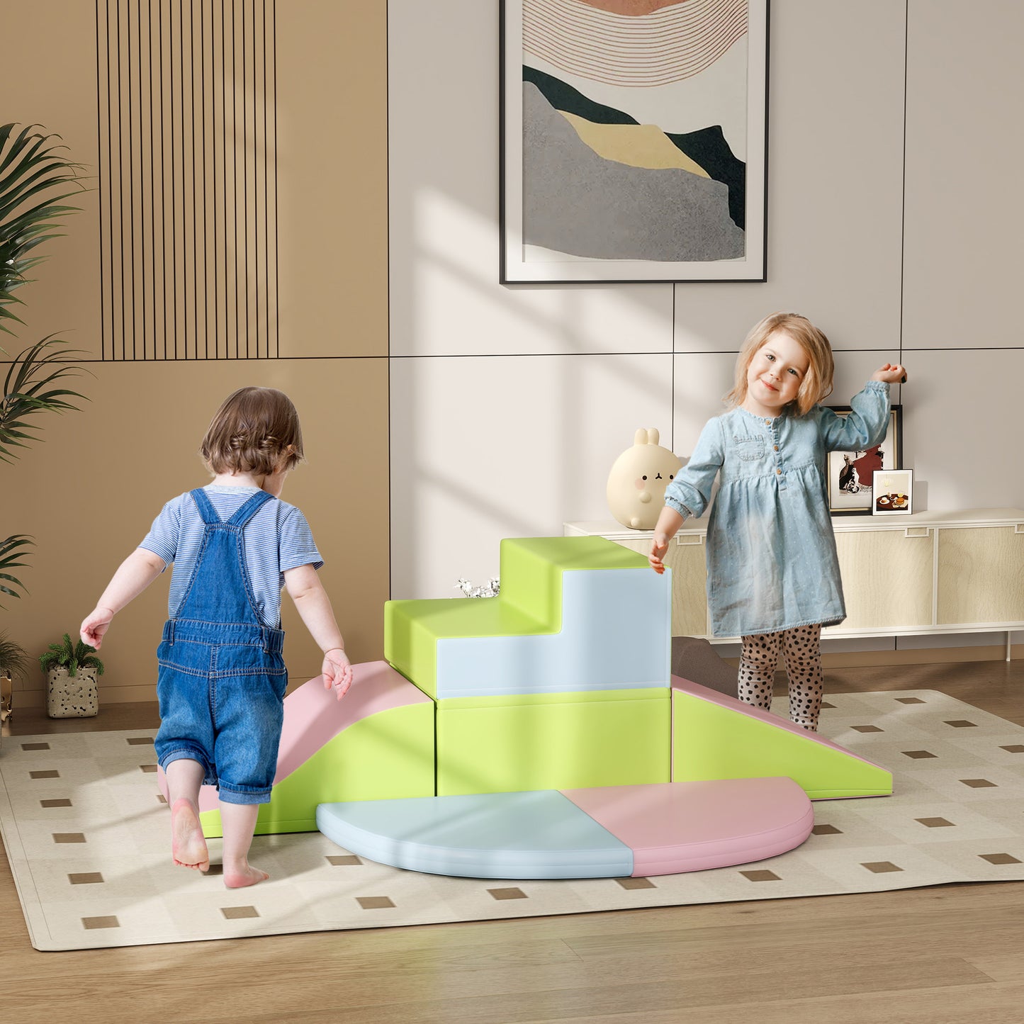 6 Piece Soft Play Equipment for Kids Climb and Crawl