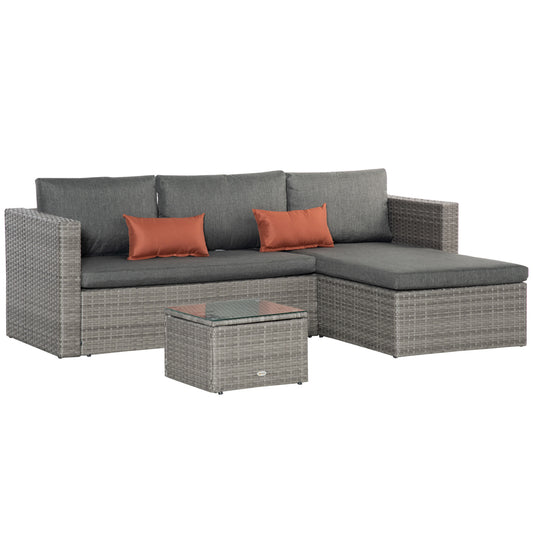 3 Pieces Outdoor PE Rattan Sofa Set