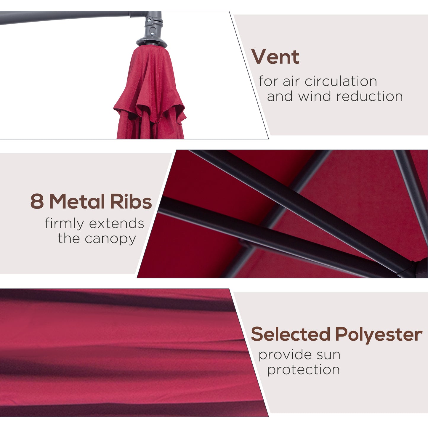 3m Water Resistant Terylene Hanging Parasol