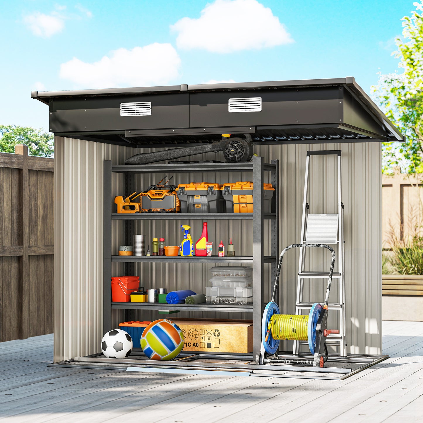 7 x 4ft Outdoor Storage Shed with Foundation Kit (1)