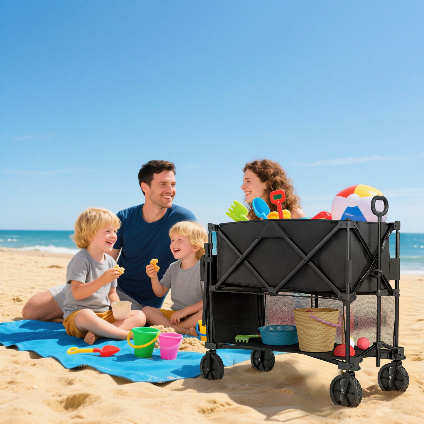 Double Decker Folding Festival Trolley on Wheels