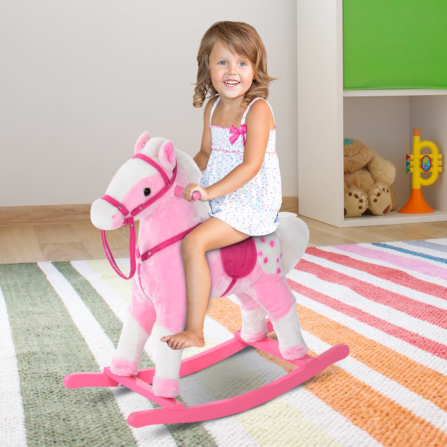 Baby Rocking Horse Plush Ride on Animals Rocker
