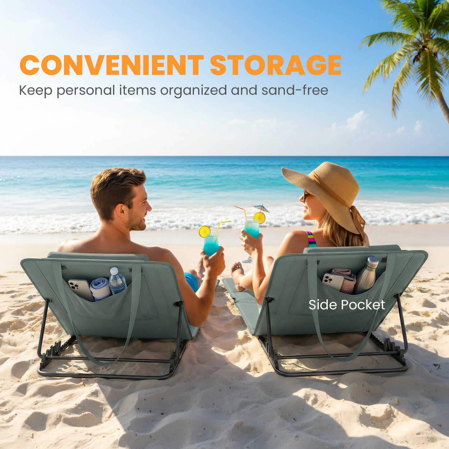 Foldable Sun Loungers Set of 2