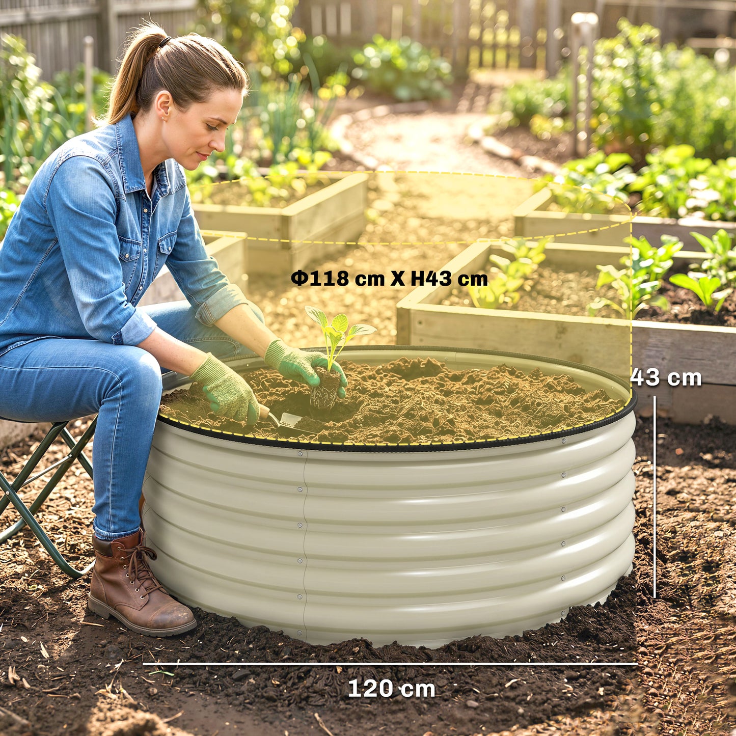 Galvanised Raised Garden Bed with Safety Edging