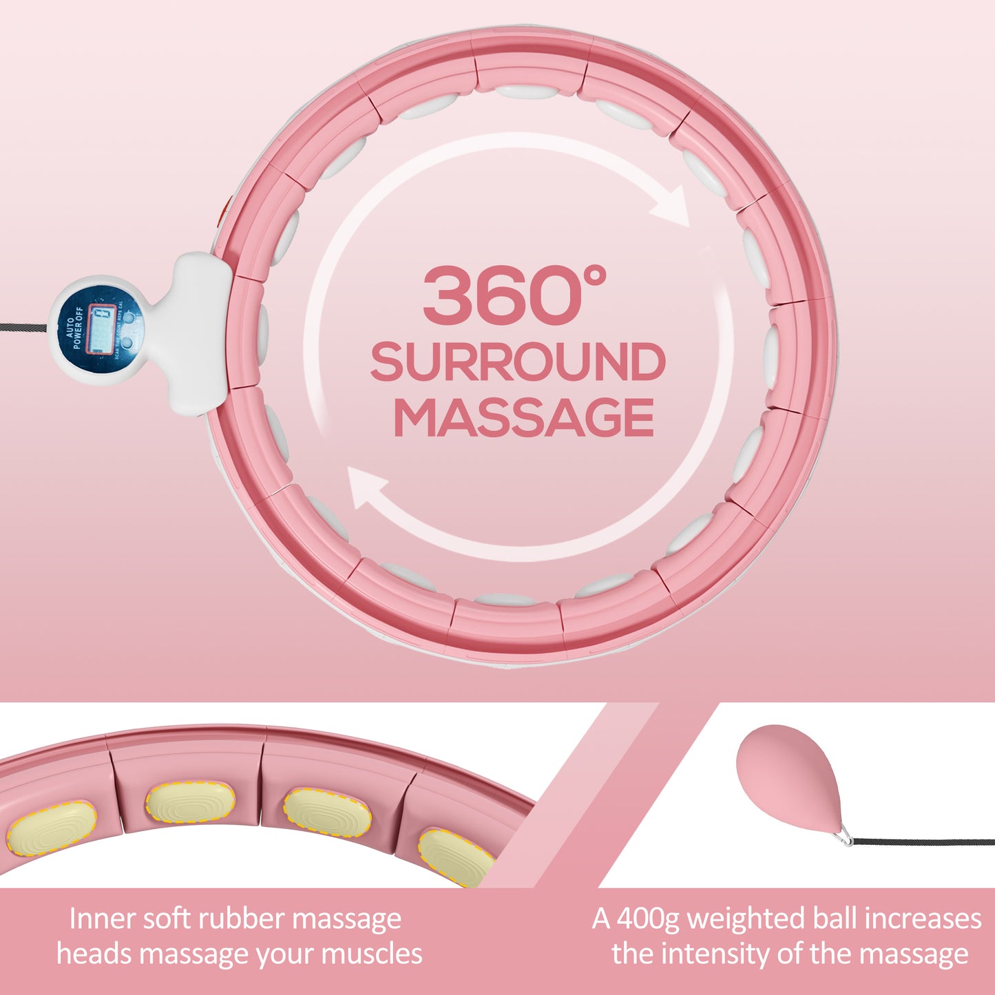Smart Weighted Hula Hoop, Massage Hula Ring w/ 16 Detachable Knots