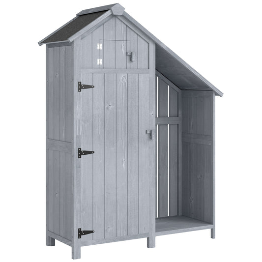 Garden Outdoor Storage Shed 3 Shelves Tilt Roof w/ Firewood Rack