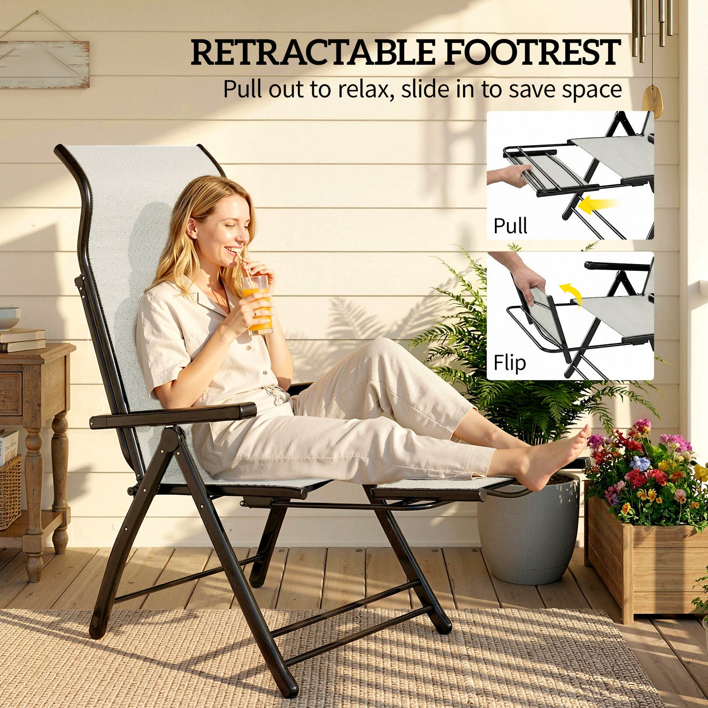 Reclining Garden Chairs Set of 2