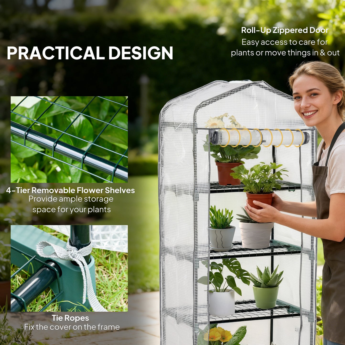 4 Tiers Mini Portable Greenhouse Compact Plant Grow Shed Metal
