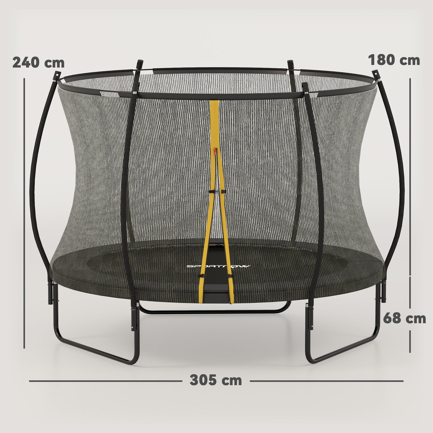 10ft Outdoor Trampoline with Enclosure Net, Spring Cover