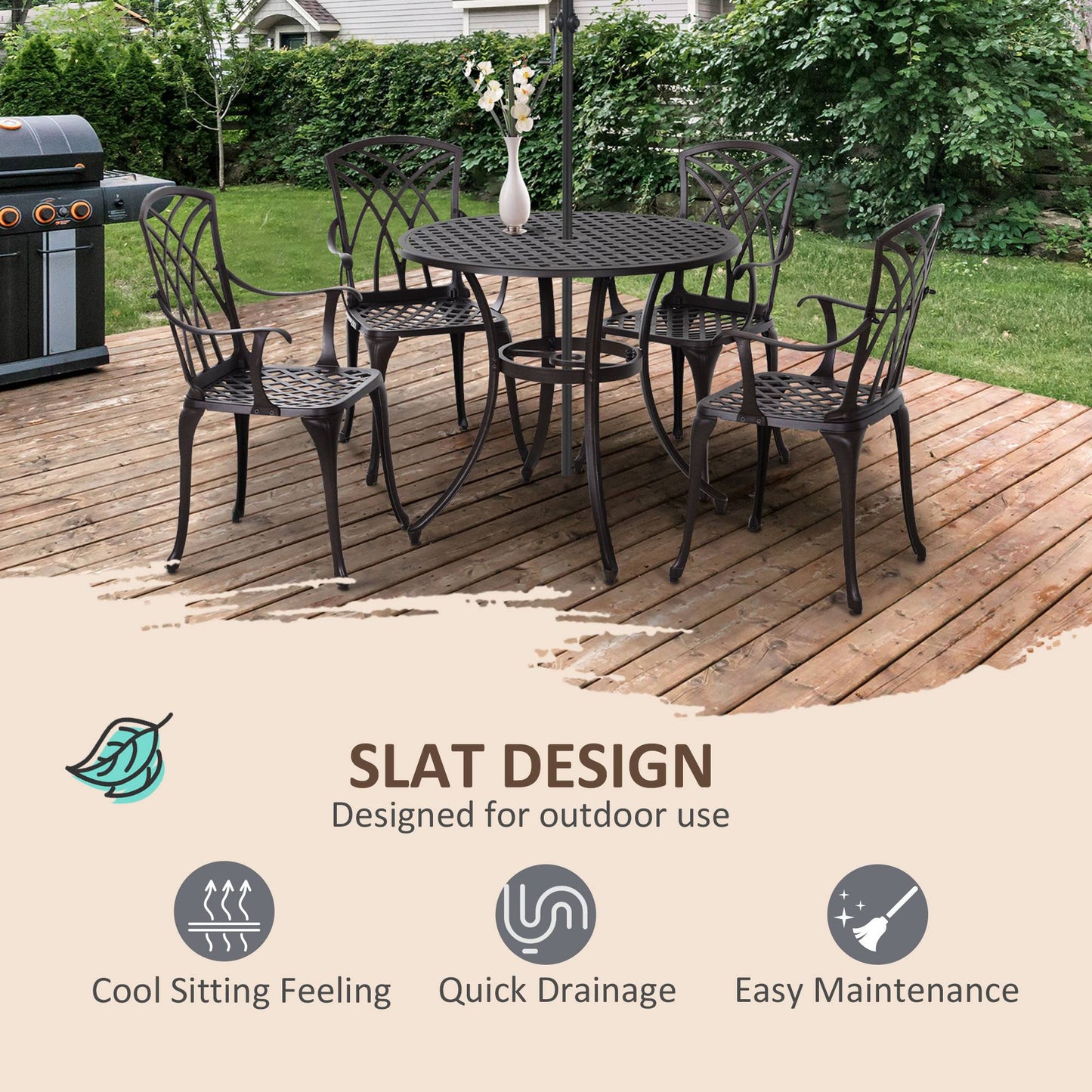 5 Pieces Garden Dining Set for 4