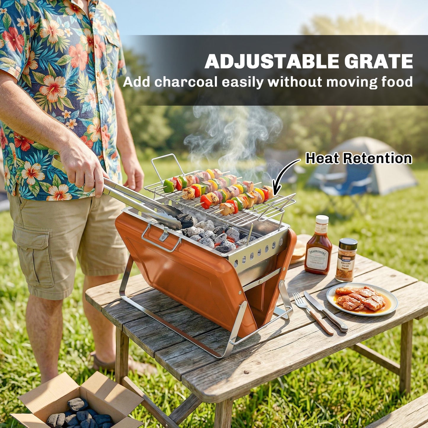 Charcoal BBQ Grill Portable Stainless Steel Barbecue