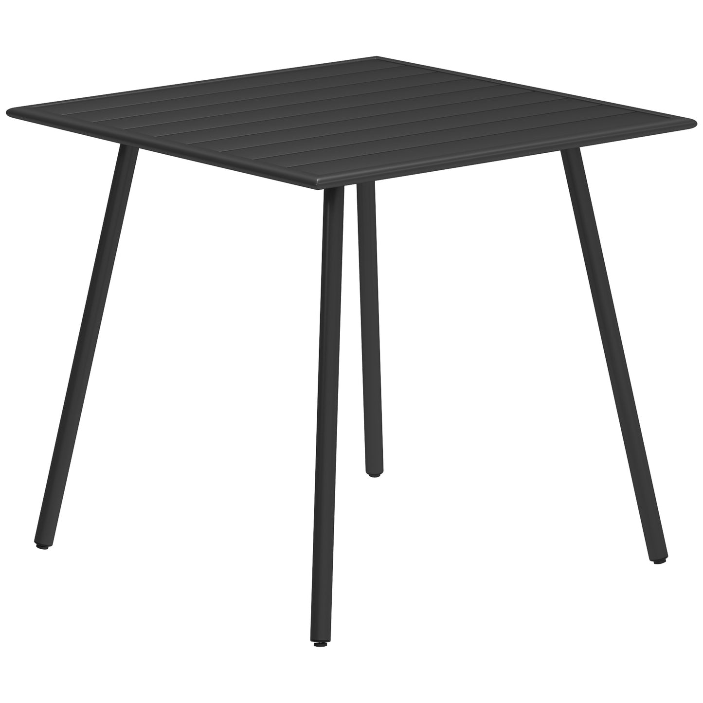 Square Garden Table with Slat Top, Steel Frame