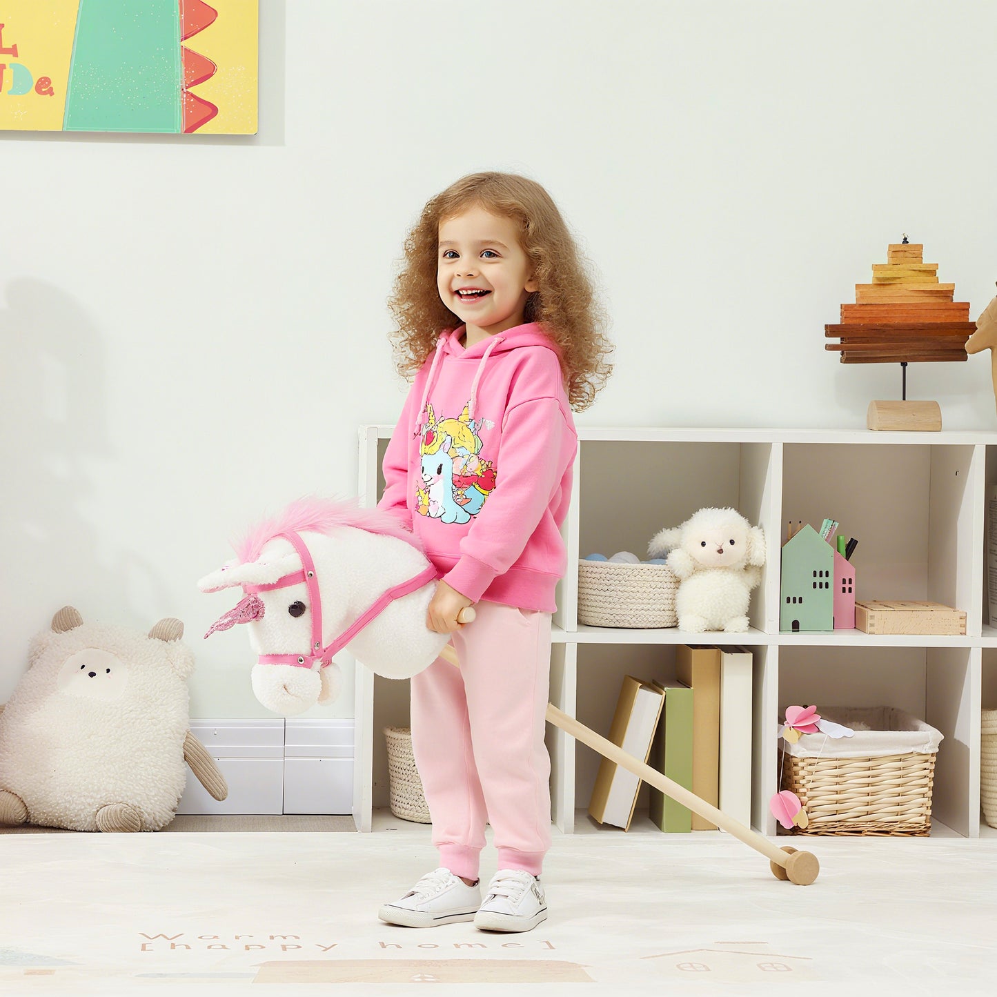 Unicorn Stick Horse with Wood Wheels