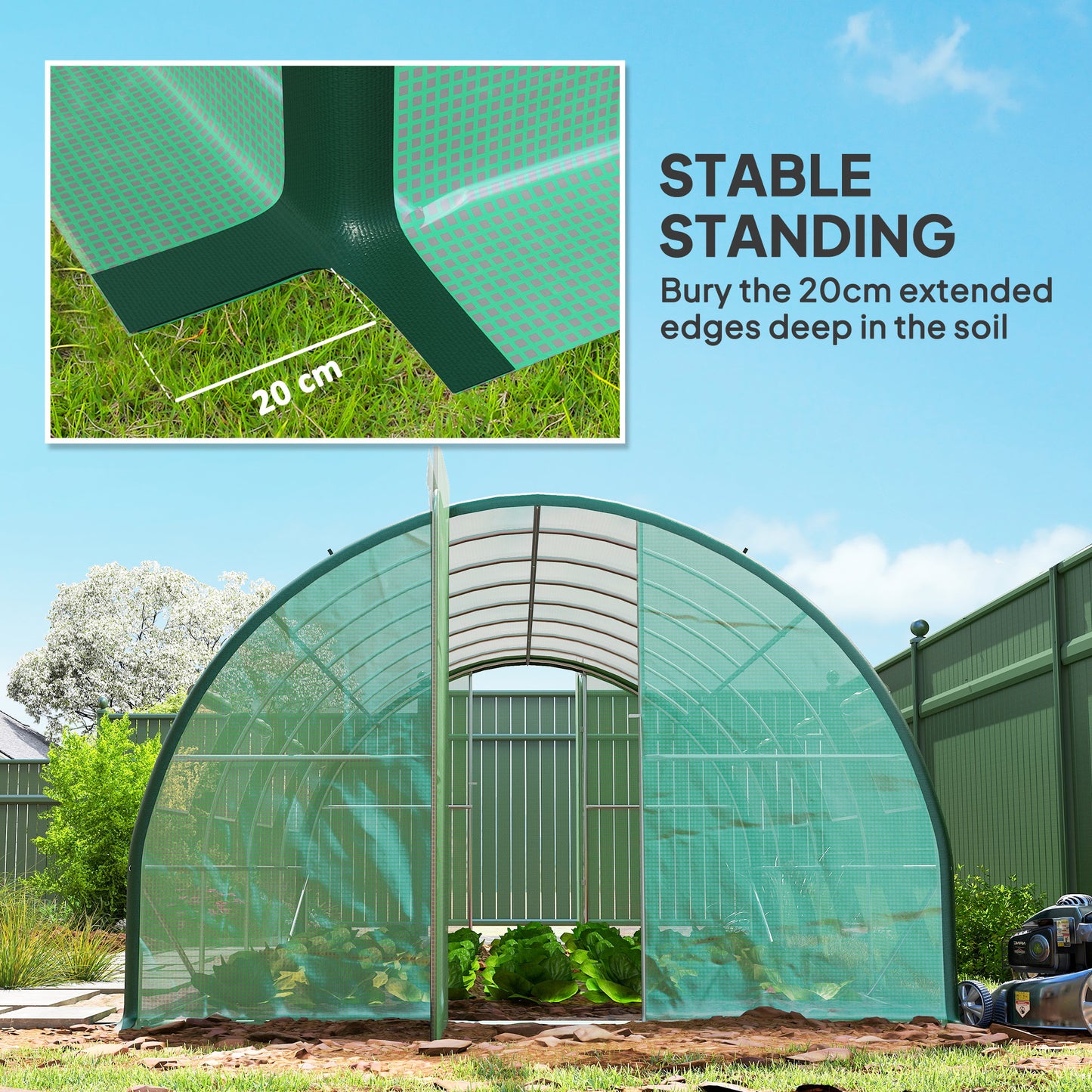 Polyethylene Upgraded Structure Walk-in Polytunnel Greenhouse, 6 x 3 m