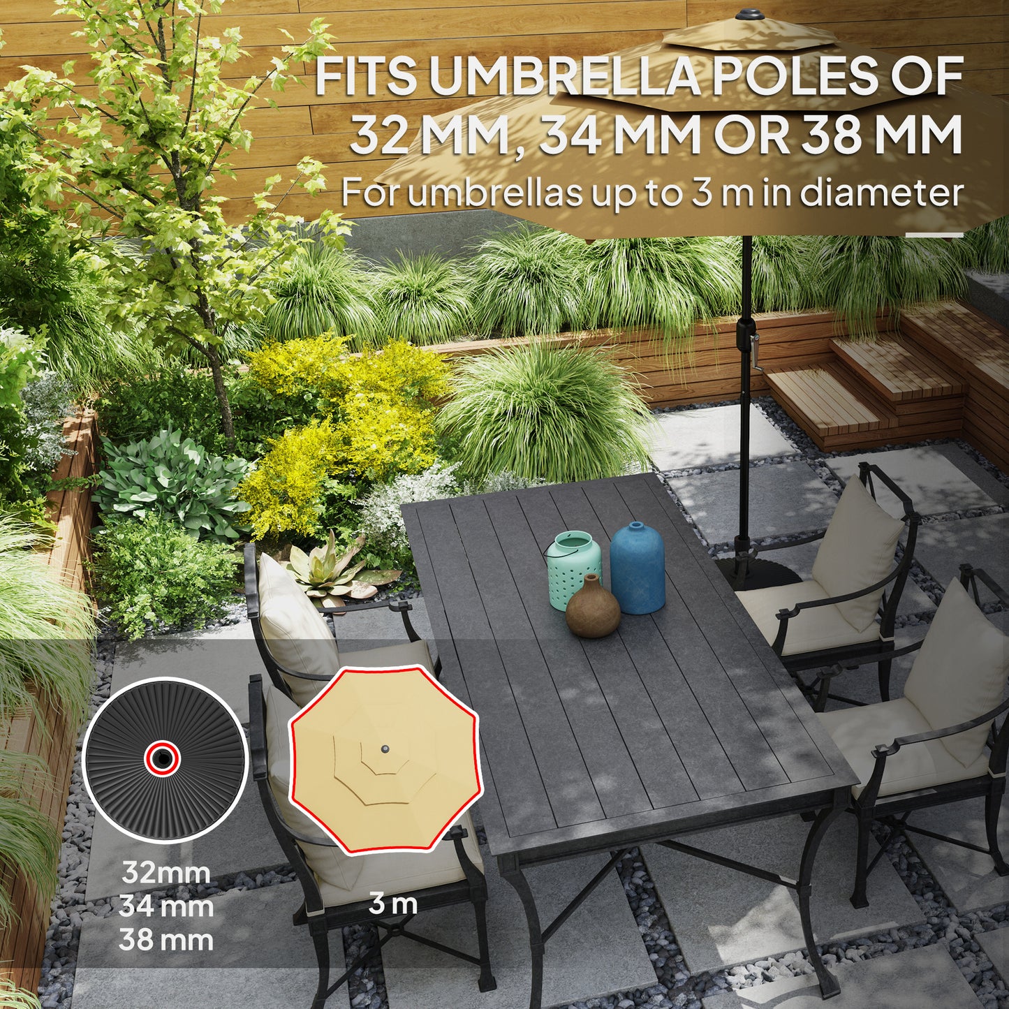 Garden Parasol Base Holder, 28kg Sand Filled, 23kg Water Filled