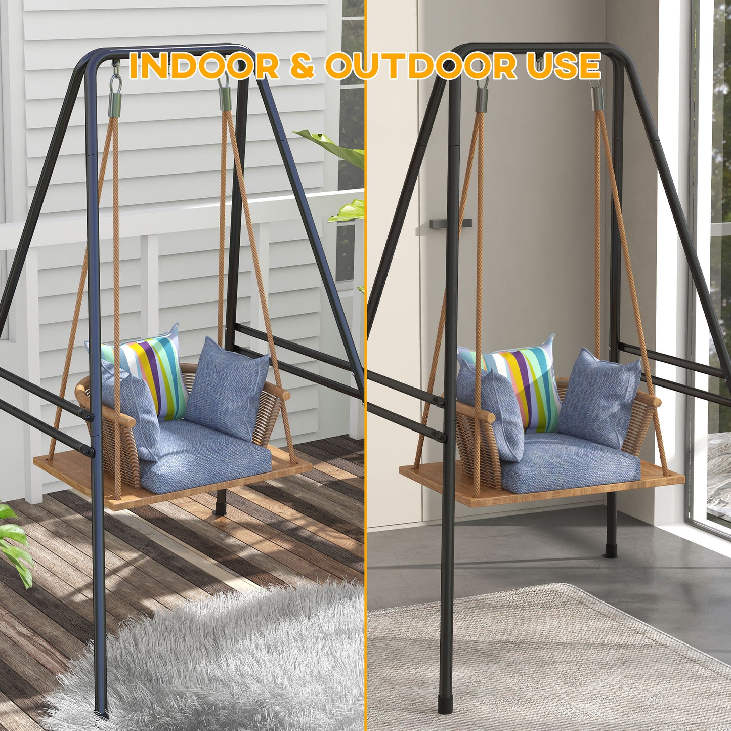 Hammock Chair Stand, Hanging Heavy Duty Metal Frame Hammock Stand (1)