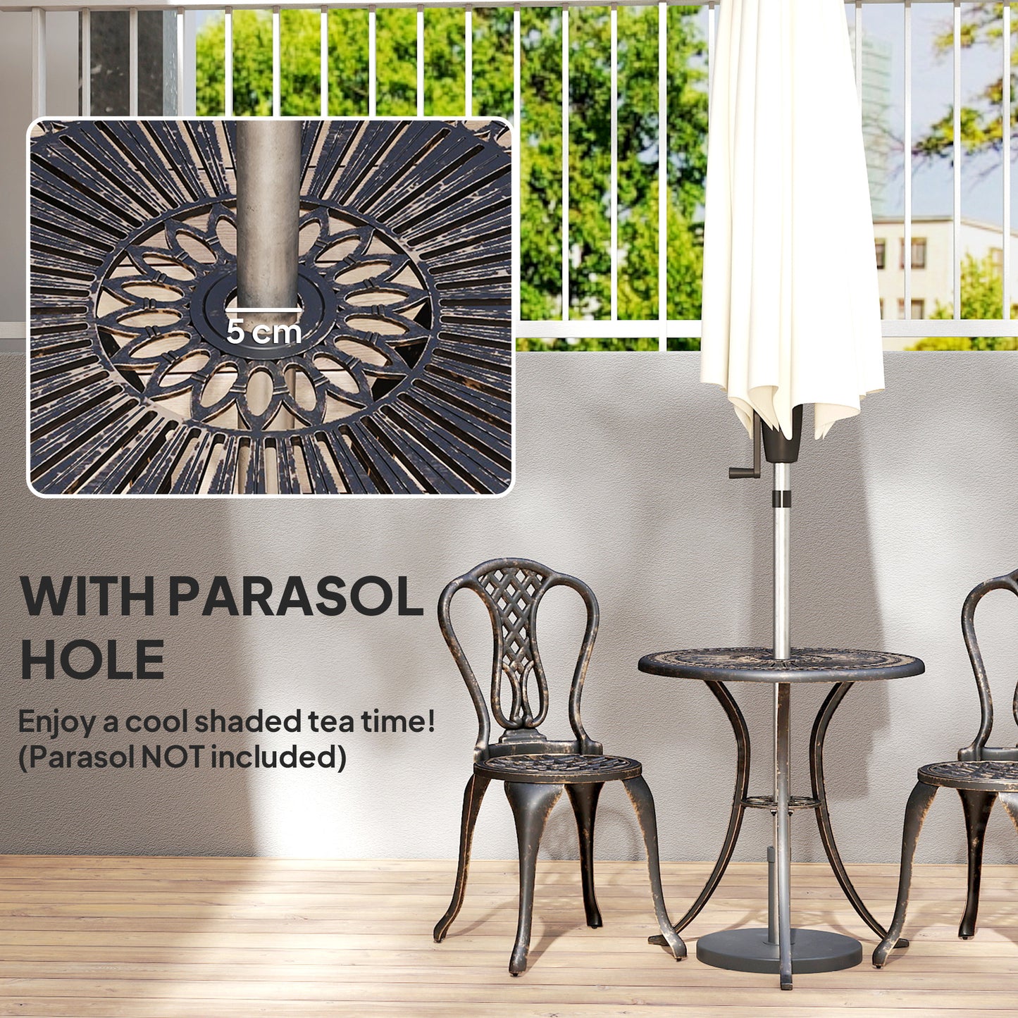 Outdoor Bistro Set for 2 Cast Aluminium Patio Furniture
