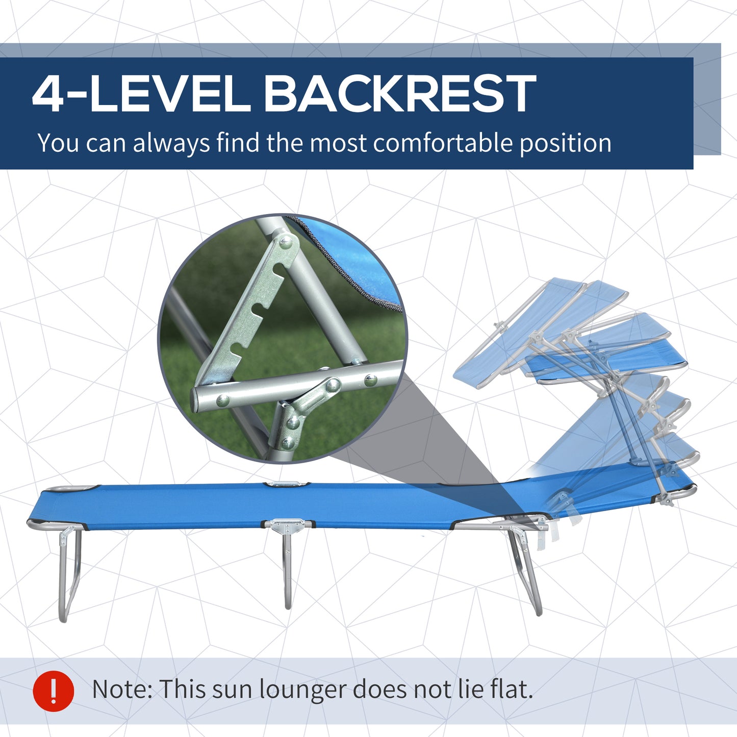 Sun Lounger, with Adjustable Face Canopy - Bright