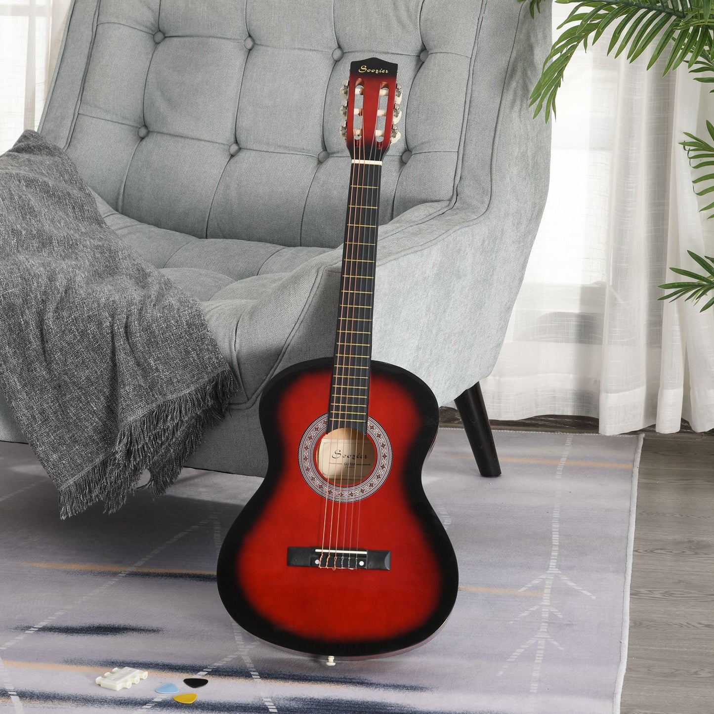 36" 3/4 Beginner Acoustic Guitar Set, with Protective Case