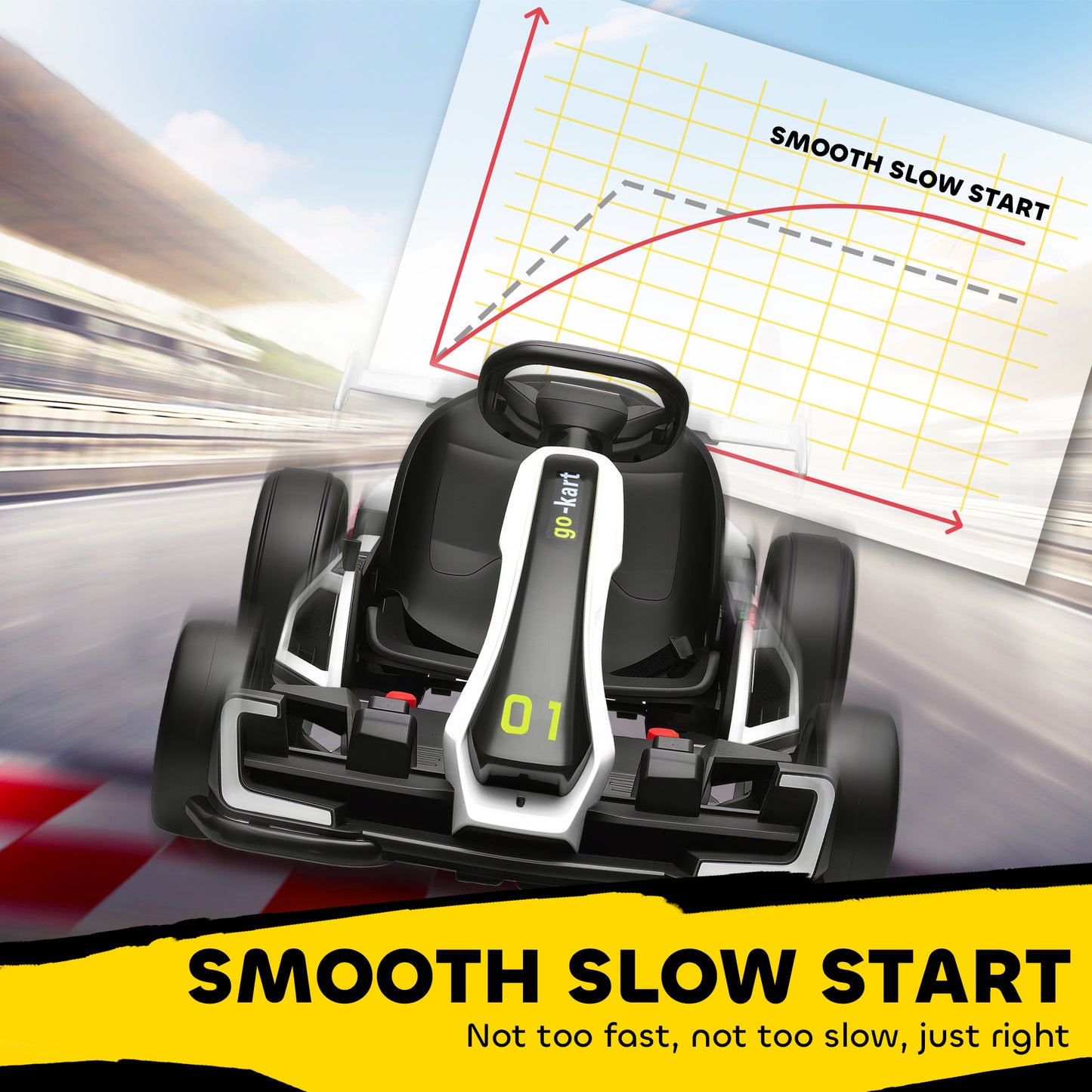 24V Electric Go Kart for Kids with Adjustable Seat for 6-12 Years