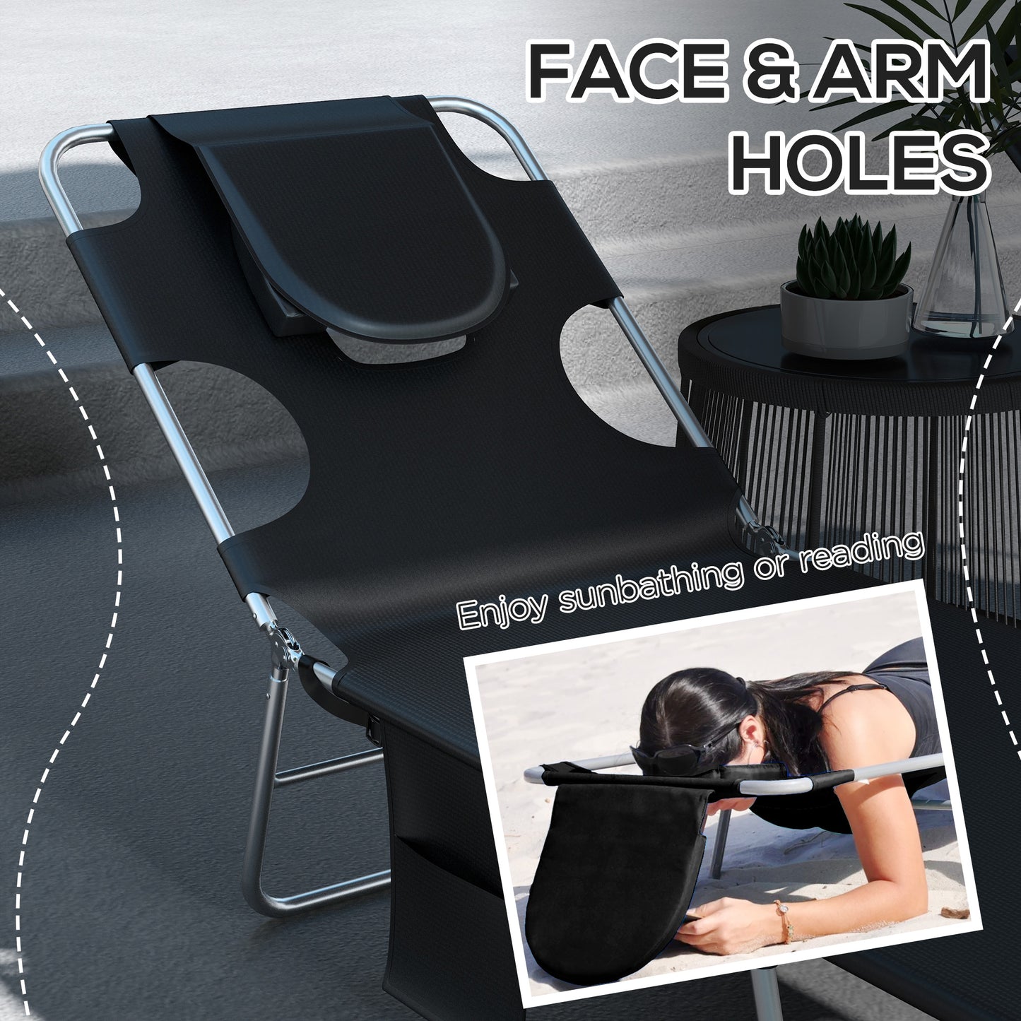 Foldable Sun Lounger Set of 2