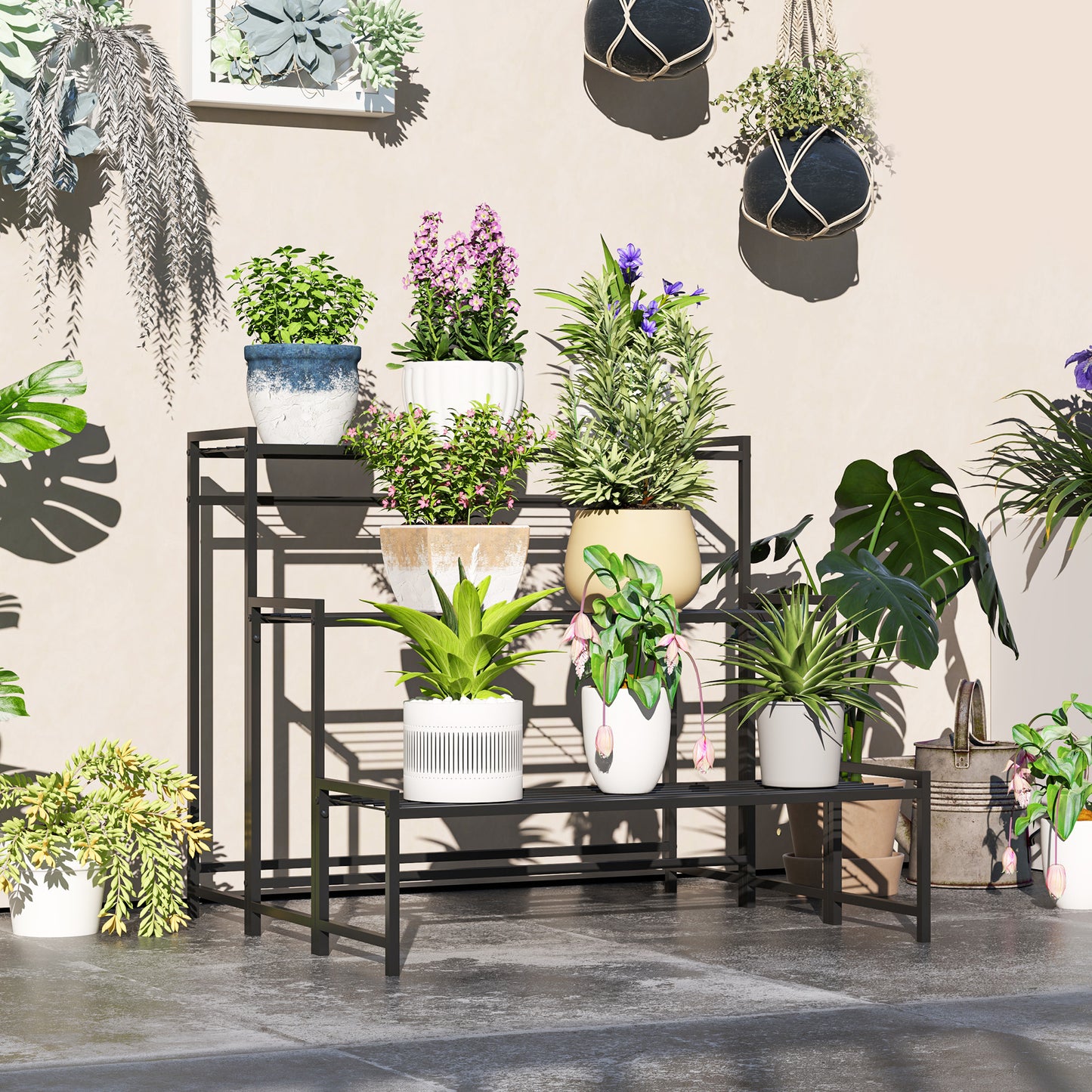 Three-Tier Metal Plant Shelf