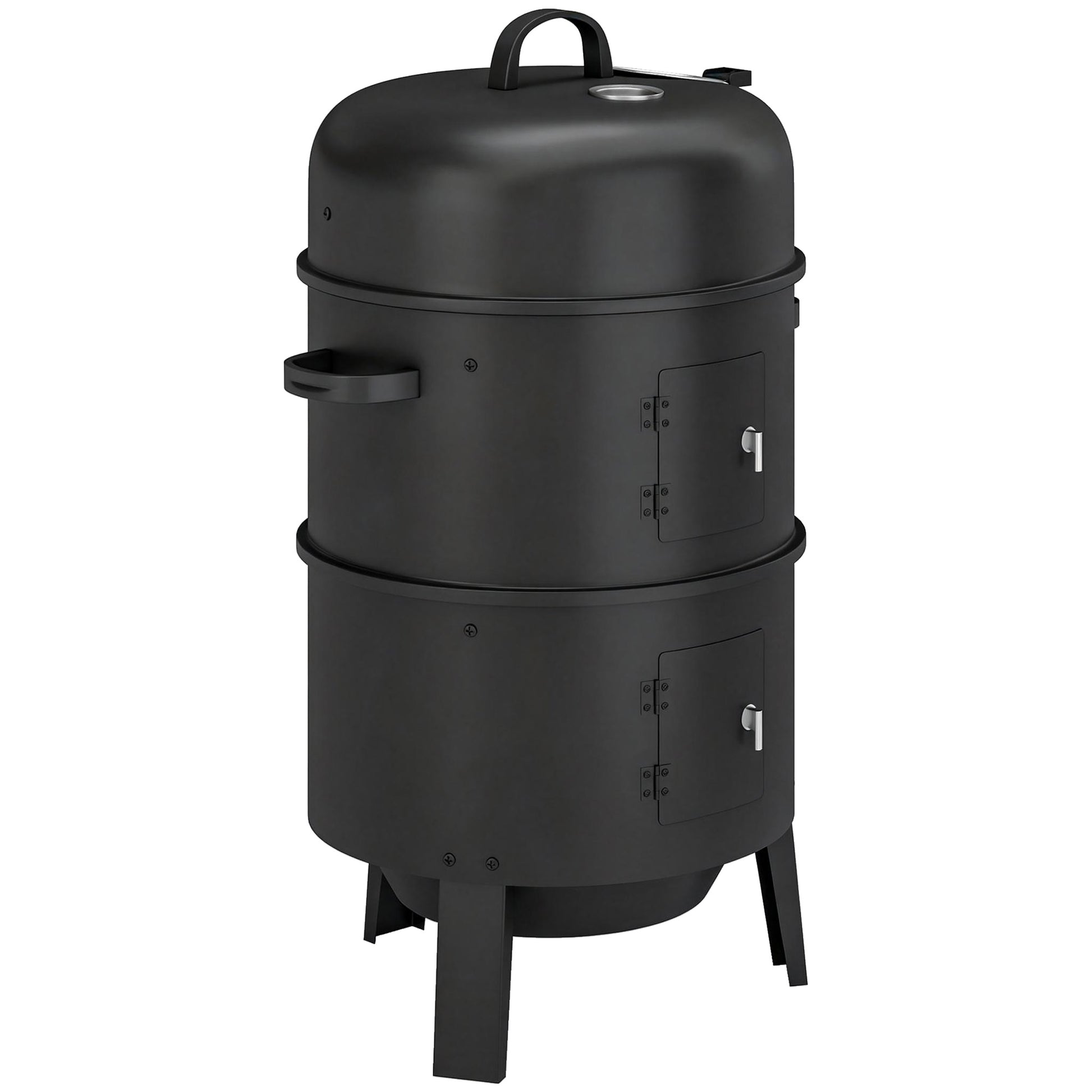 3-in-1 Vertical Charcoal Smoker with 2 Grill Grates