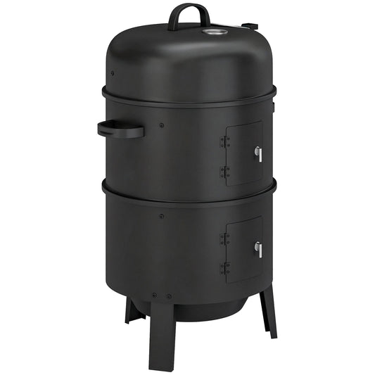 3-in-1 Vertical Charcoal Smoker with 2 Grill Grates