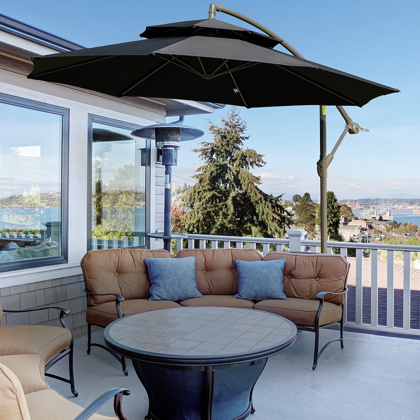 2.7m Banana Parasol Cantilever Umbrella with Crank Handle