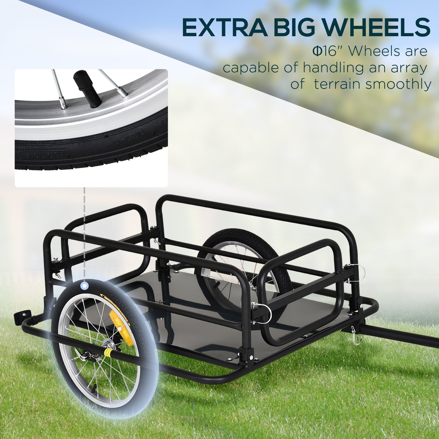 Bike Cargo Trailer in Steel Frame Extra Bicycle Storage Carrier